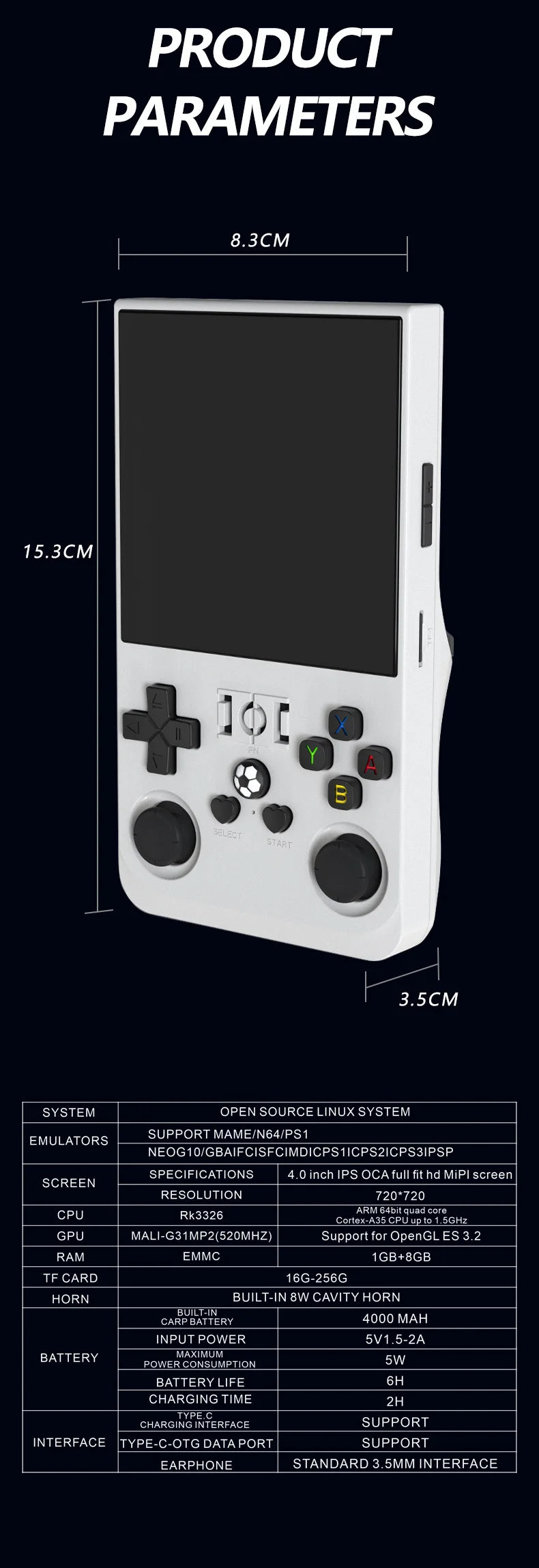 R36 MAX Retro Handheld Game  4.0Inch IPS Screen Console 128GB Portable Pocket Video Player Supports 30+ Emulators