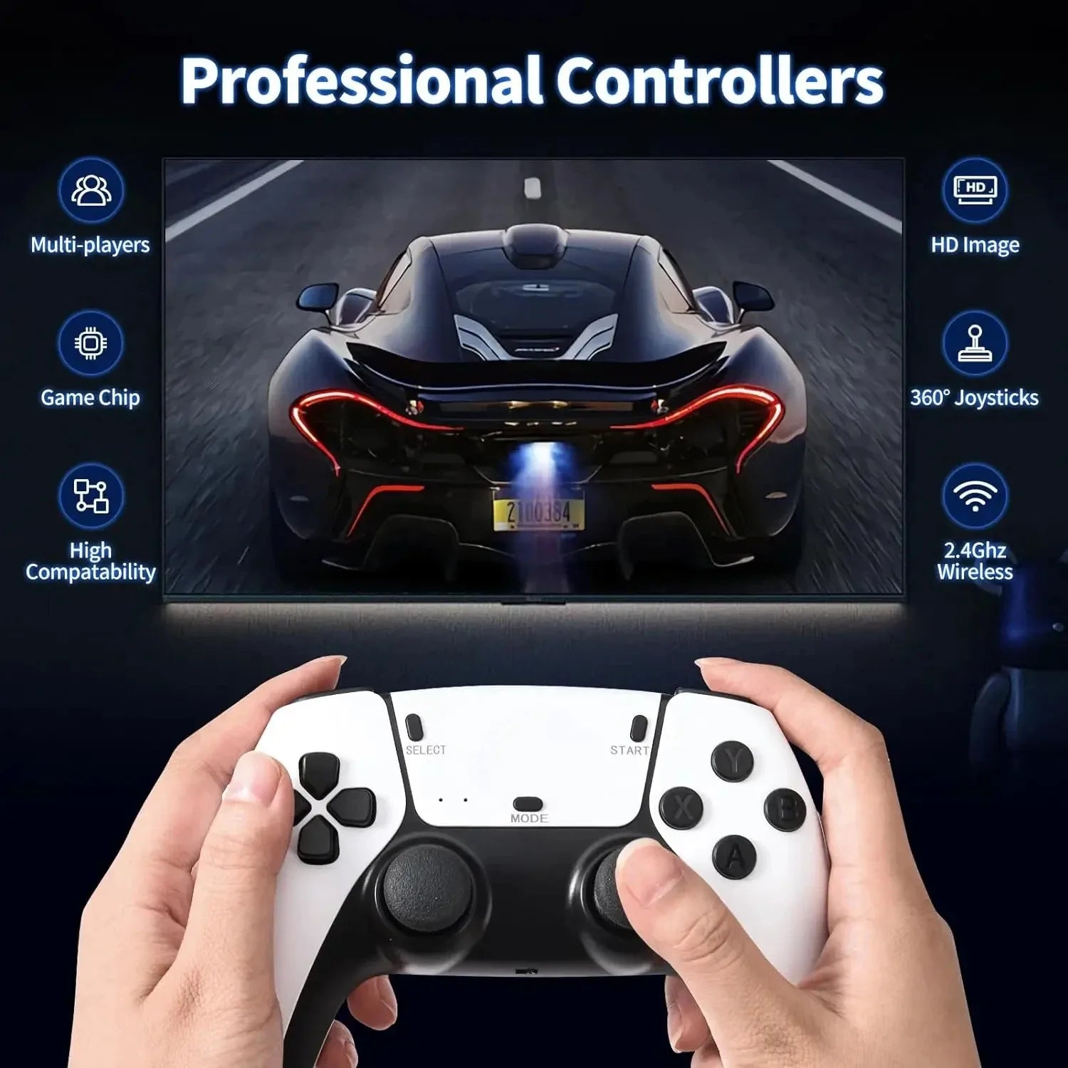 M15 Game Stick TV Video Game Console 64G 128G 50000+ HD Two-player Home Games Child Gift 20+emulator Wireless Gamepad Controller