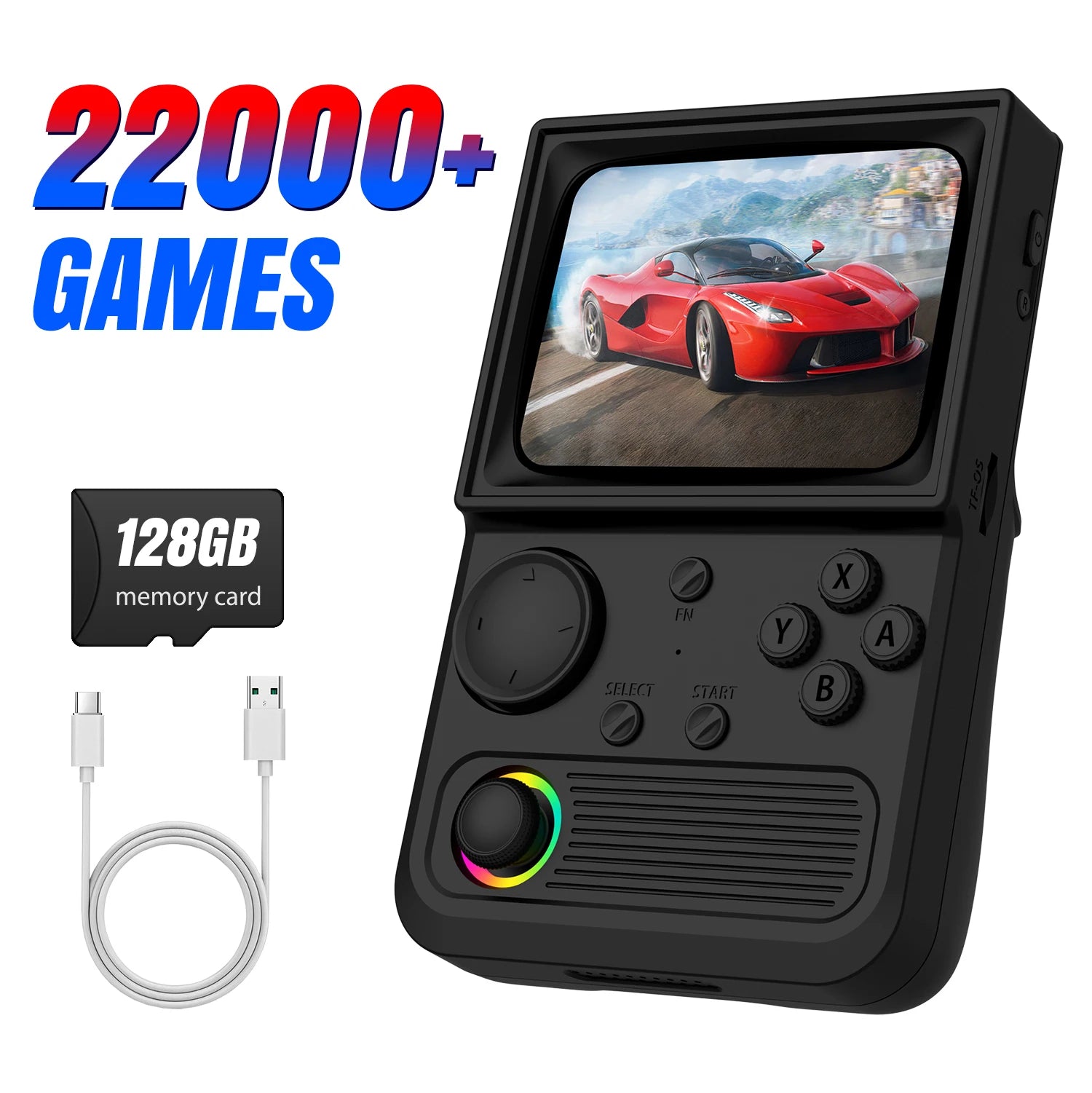 XISKT R36T Retro Portable Pocket Handheld Game Console EmuEMEC System 27+Simulator 18000+Game 3.5''IPS Screen Video Game Console