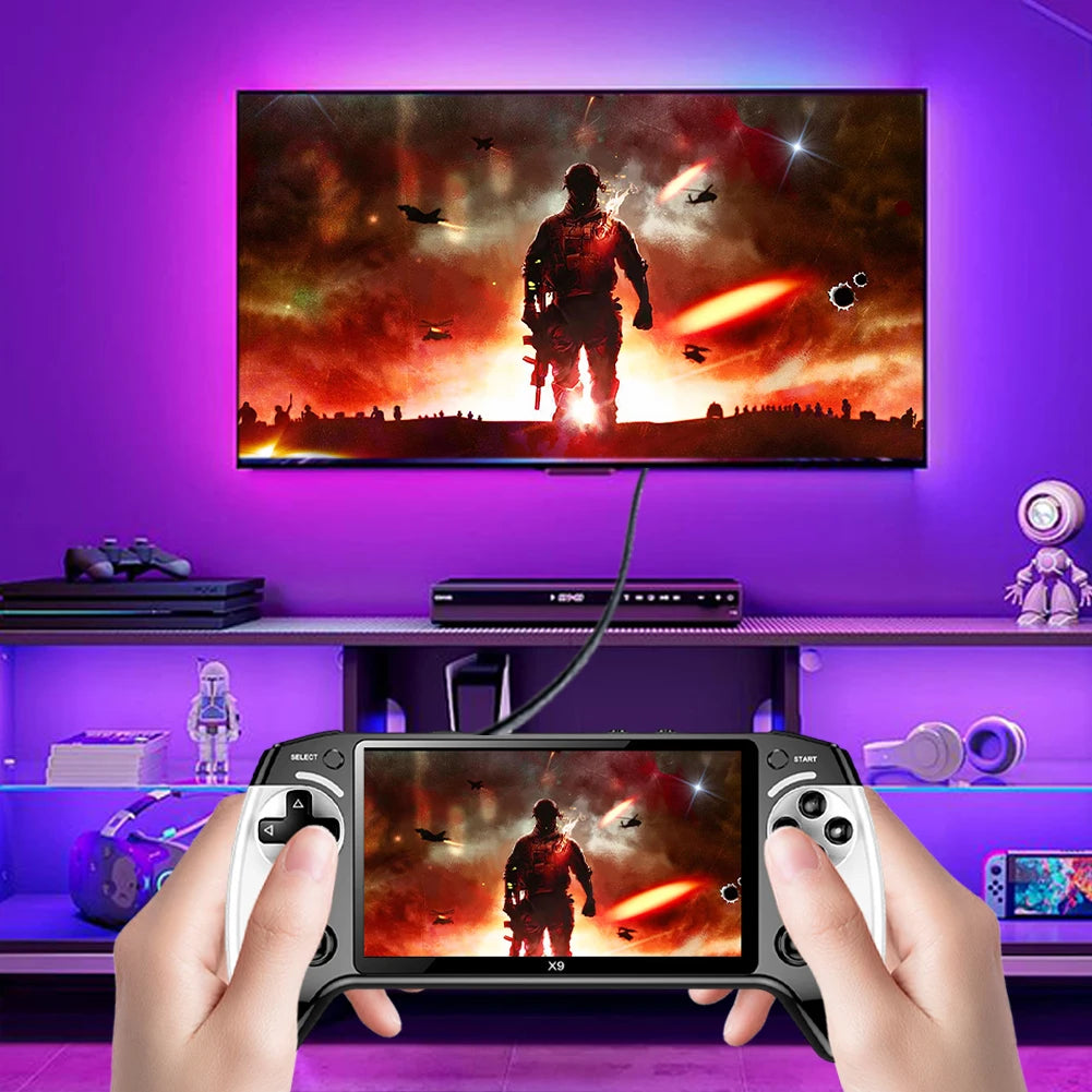 X9 Retro Handheld Video Game Console 1500mAh 5.5-inch IPS Screen Mini Portable Handheld Video Player 1GB-128GB Type-C