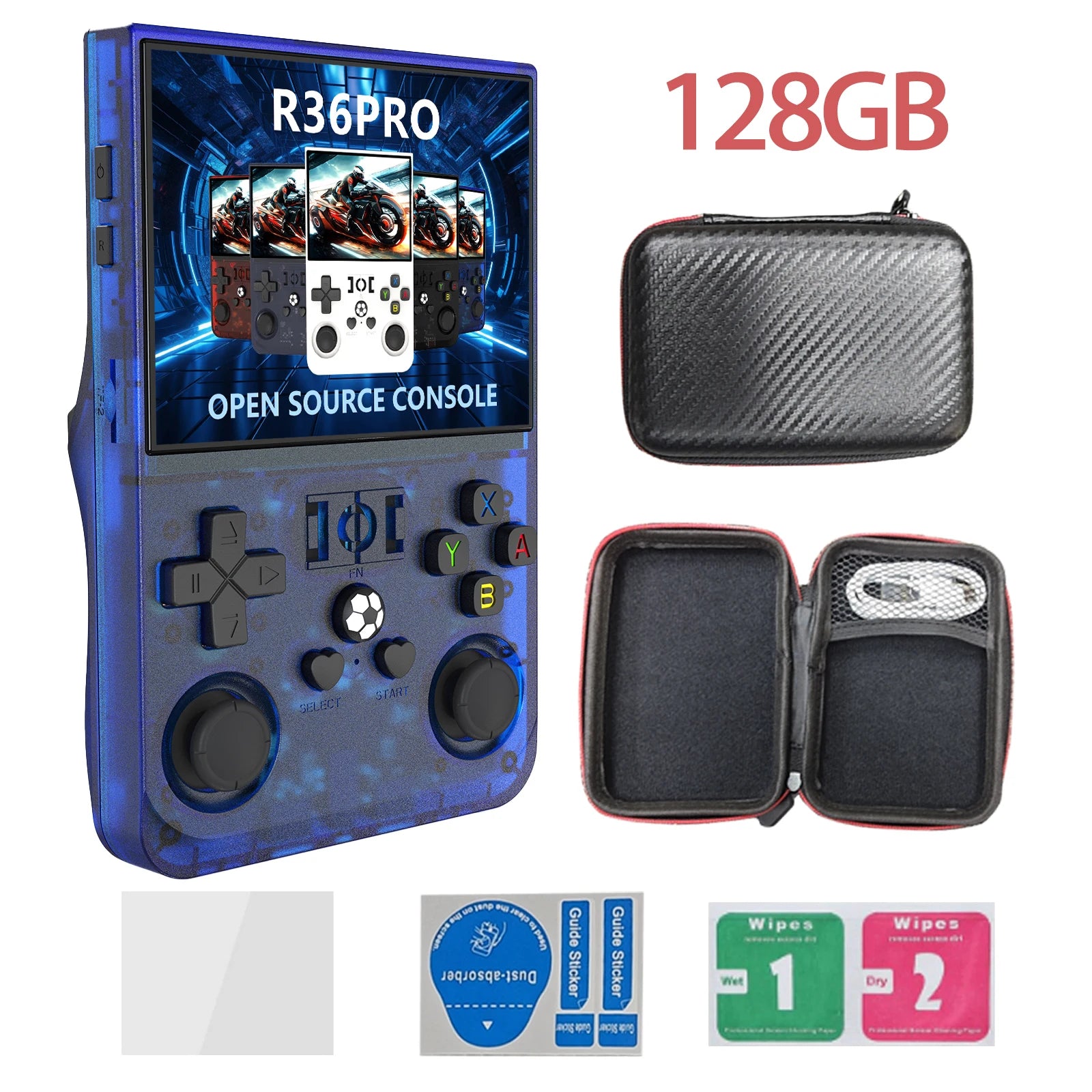 Open Source R36PRO Handheld Game Console Linux System 3.5inch HD Screen 4000mAh Play 6h 1GB+8GB RAM, Support TFcard 64GB 128GB