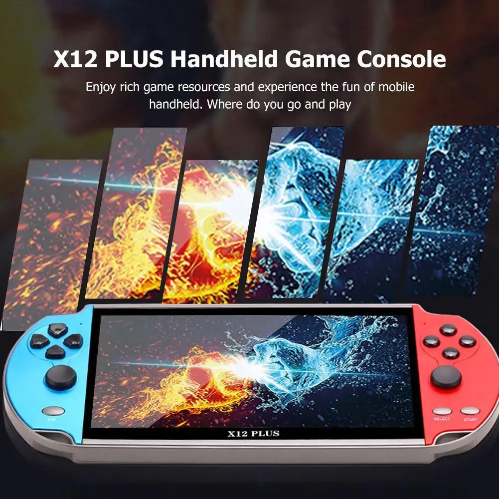 GAMINJA X12 Plus Handheld Game Console 7.1Inch Dual Joystick IPS Screen Video Game Player Built-in 32G TF Card For GBA GBC NES