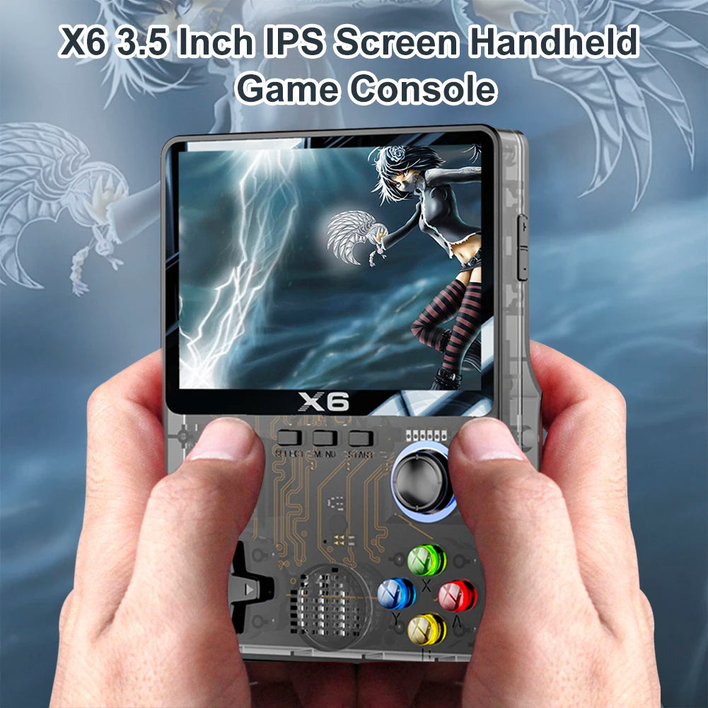 X6 Portable Video Game Console 2000mAh 3.5 Inch IPS Screen Video Gaming Console 3D Joystick Classic Video Player for Adults Kids