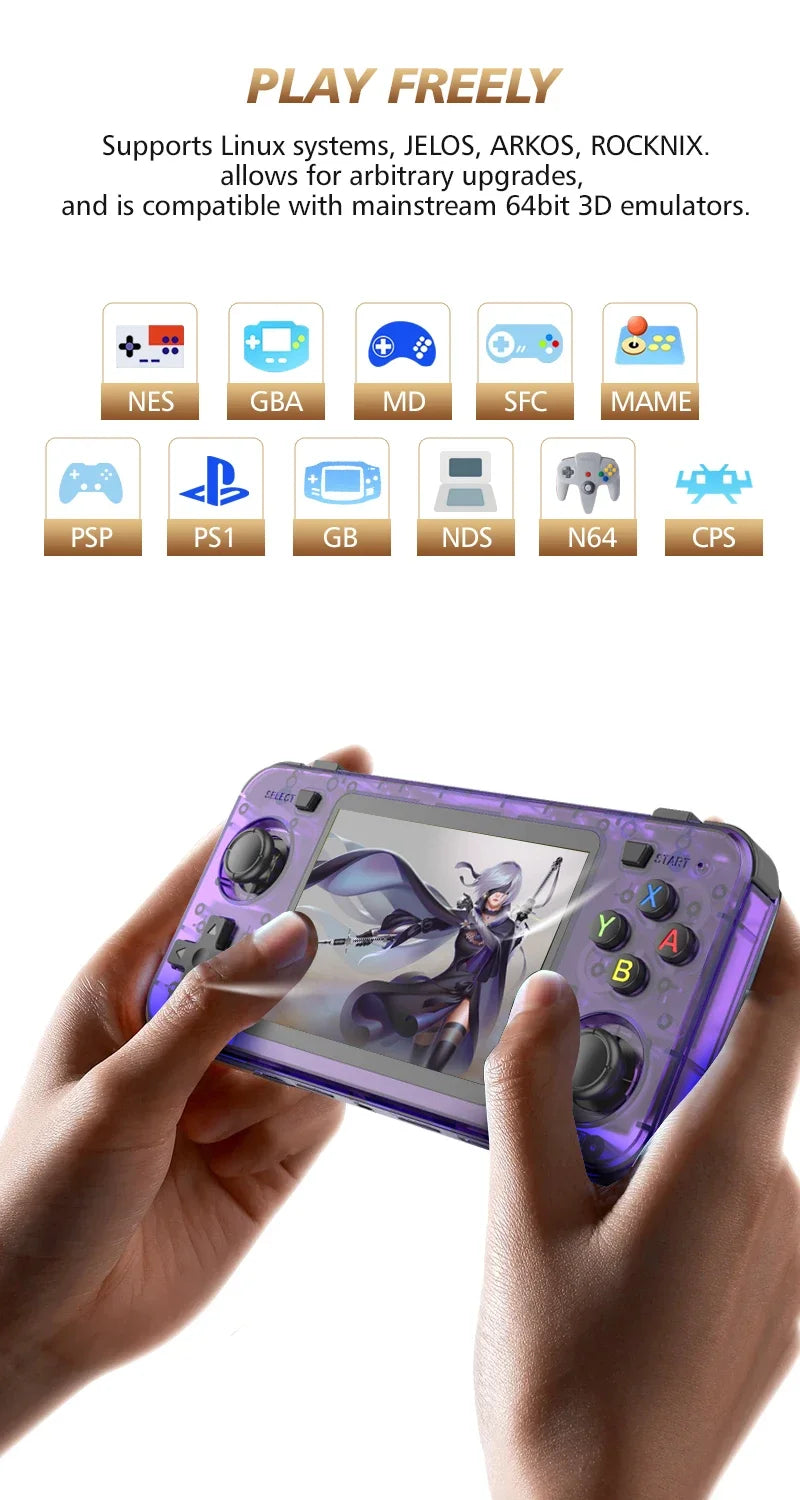 New R36H Retro Handheld Console Open-Source Linux System Classic Game Consoles 3.5 inch IPS Screen 64G Portable Video Player