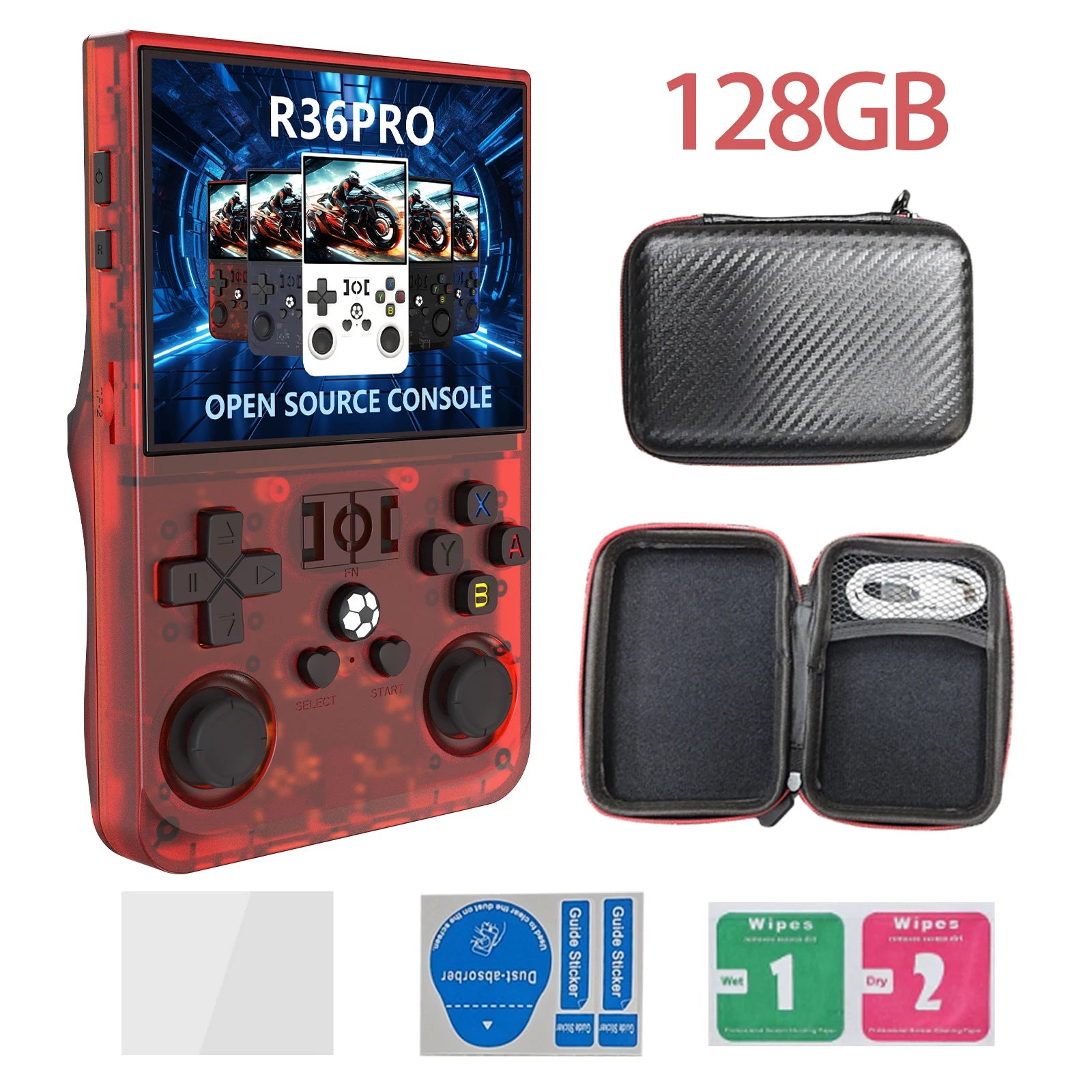 Open Source R36PRO Handheld Game Console Linux System 3.5inch HD Screen 4000mAh Play 6h 1GB+8GB RAM, Support TFcard 64GB 128GB
