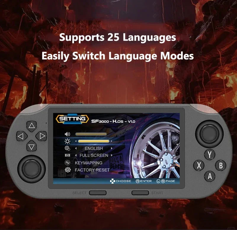 SF3000 Portable Handheld Game Player 4.5 Inch IPS Screen Retro Video Game Console Built-in 20000+ Games for PS1/GBA/SFC/MAME