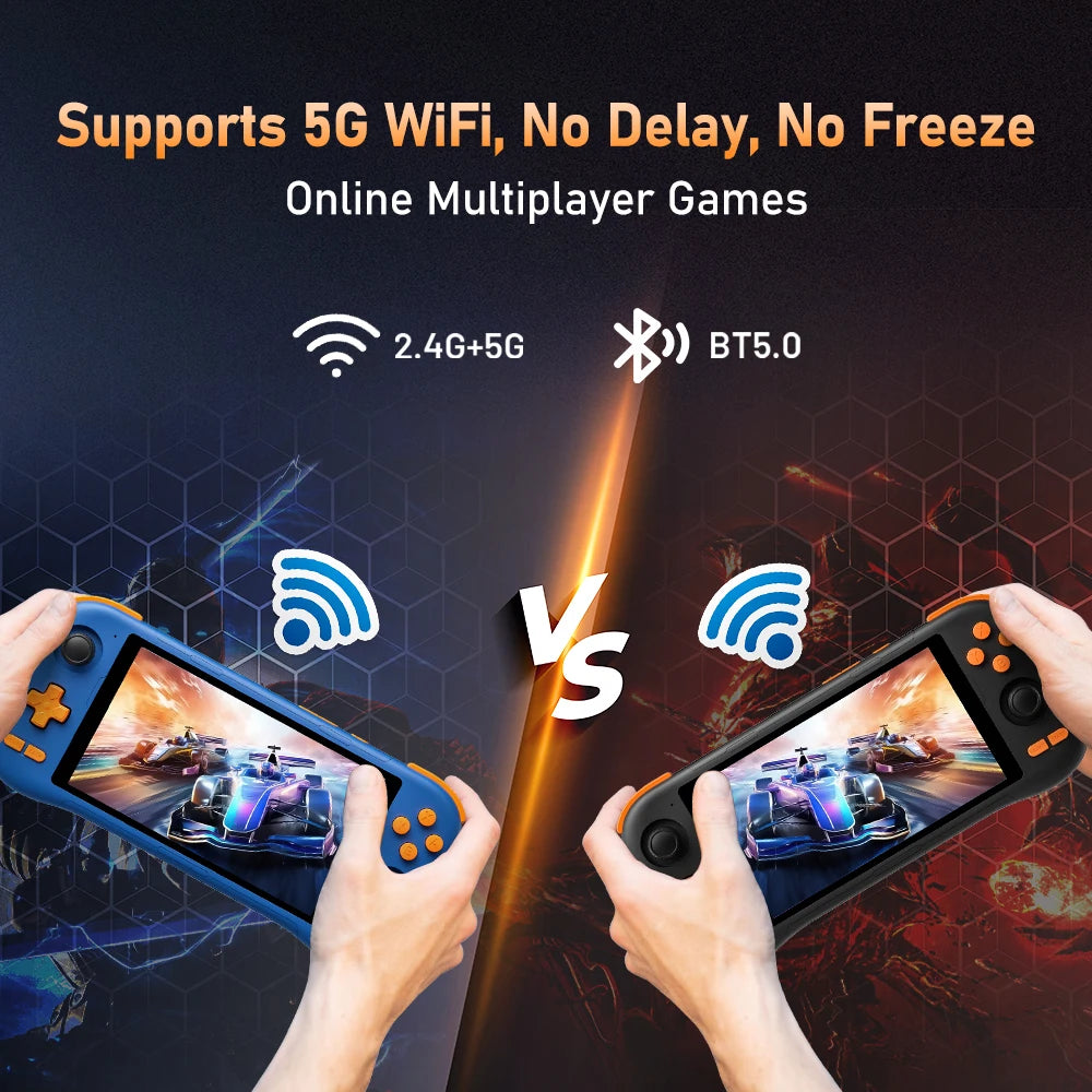 Kinhank K56 Handheld Game Console Android 14 5.5 inch Touch Screen With 50+ Emulators Retro Video Games  For DC/MAME/SS/PSP