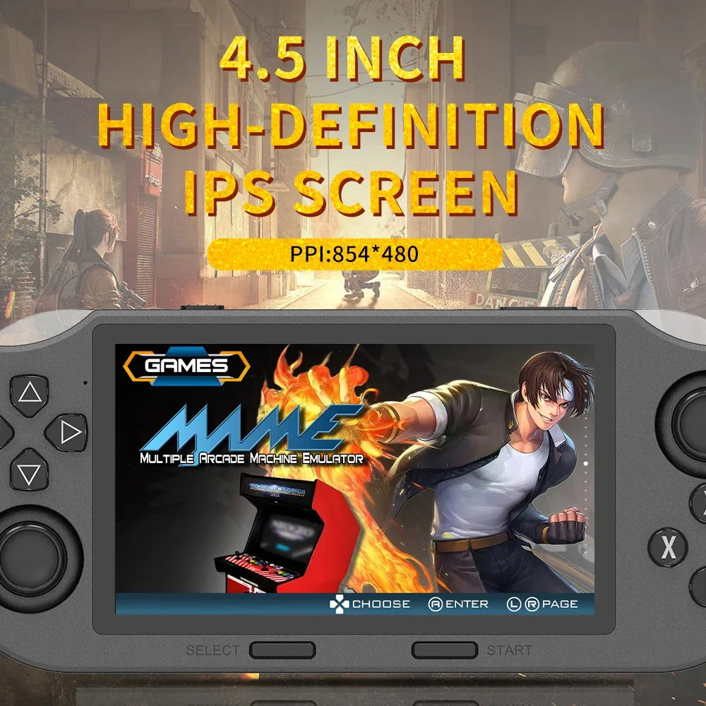 SF3000 Handheld Game Player 4.5 Inch IPS Screen Portable Retro Video Game Console Built-in 20000+ Games for PS1/GBA/SFC