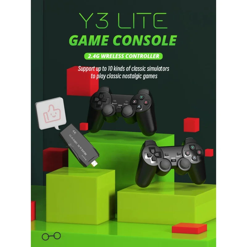 M8 Video Game Console 64GBuilt-in 30000 Games 2.4GB Dual Handle Wireless Controller 4k HD simulator For GBA TV Game Stick PK X2
