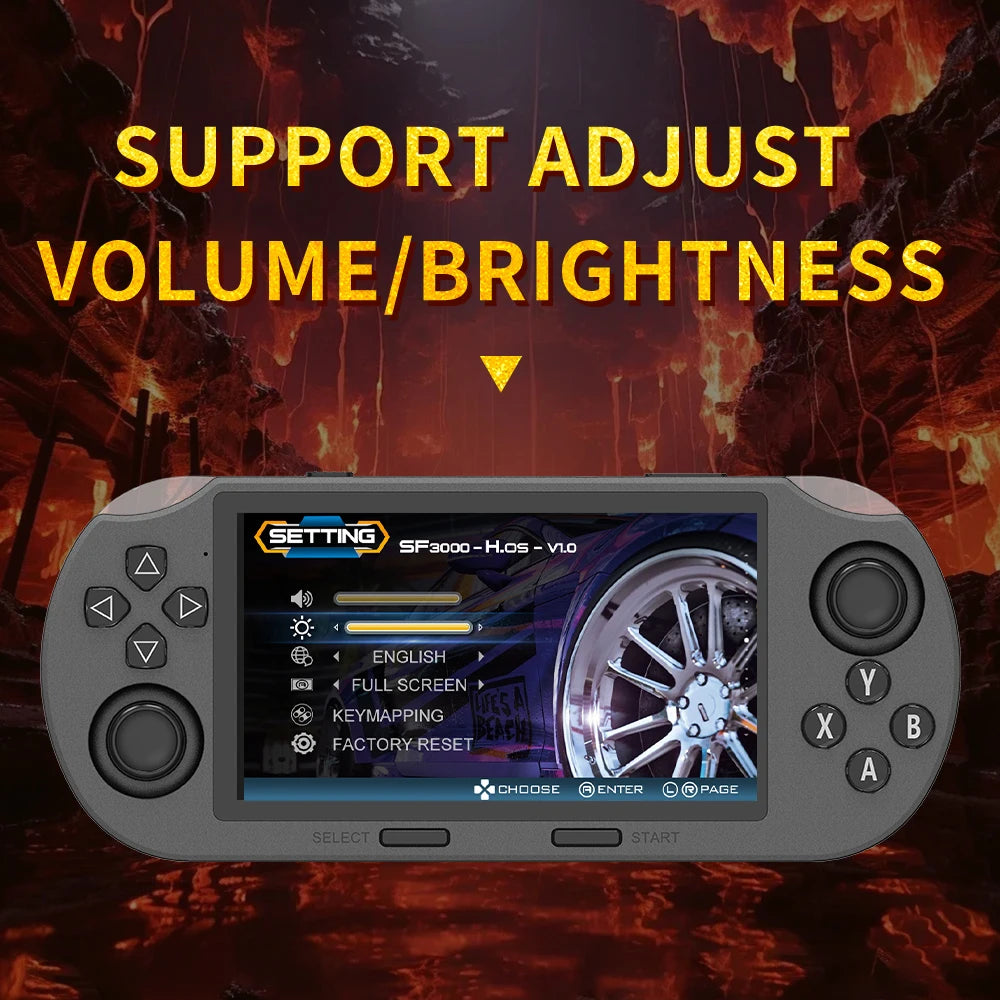 SF3000 Handheld Game Player 4.5 Inch IPS Screen Portable Retro Video Game Console Built-in 20000+ Games for PS1/GBA/SFC