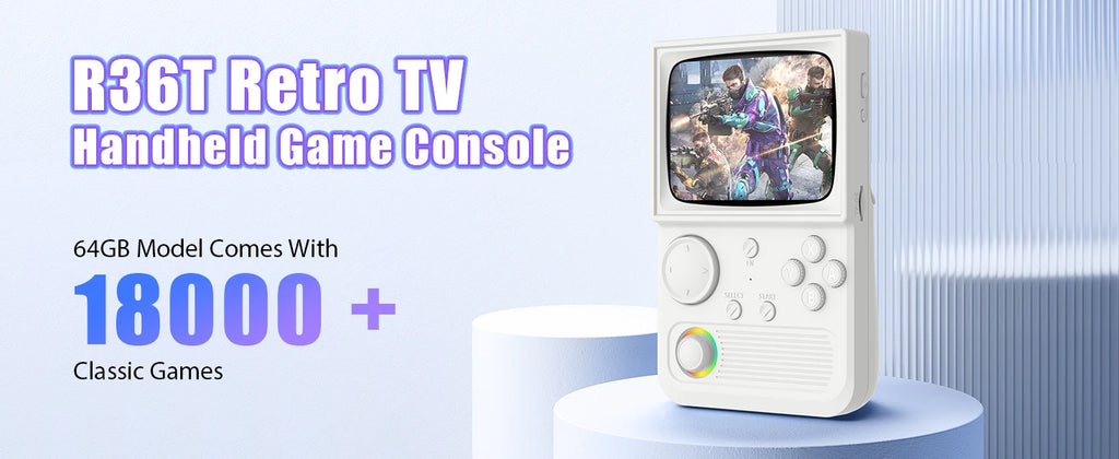 XISKT R36T Retro Portable Pocket Handheld Game Console EmuEMEC System 27+Simulator 18000+Game 3.5''IPS Screen Video Game Console