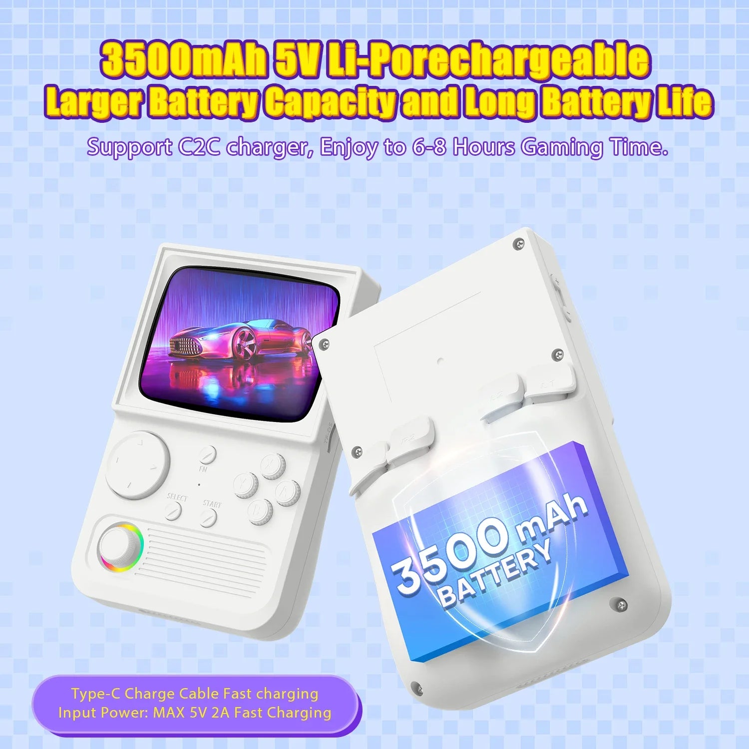 XISKT R36T Retro Portable Pocket Handheld Game Console EmuEMEC System 27+Simulator 18000+Game 3.5''IPS Screen Video Game Console