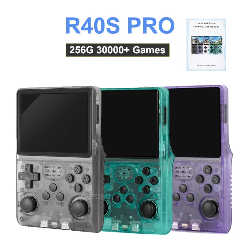 R40S Pro Retro Handheld Game Console 3.5-inch Open-Source Linux System 256GB Portable Video Player Handheld Game Console