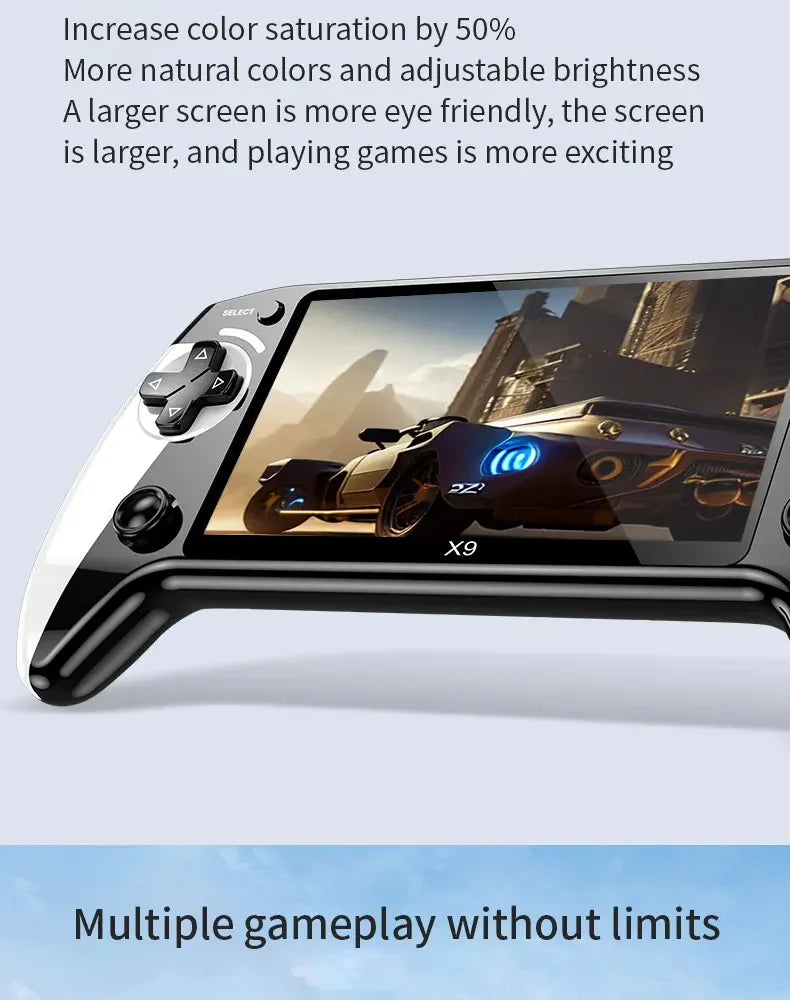X9 Retro Handheld Video Game Console 1500mAh 5.5-inch IPS Screen Mini Portable Handheld Video Player 1GB-128GB Type-C