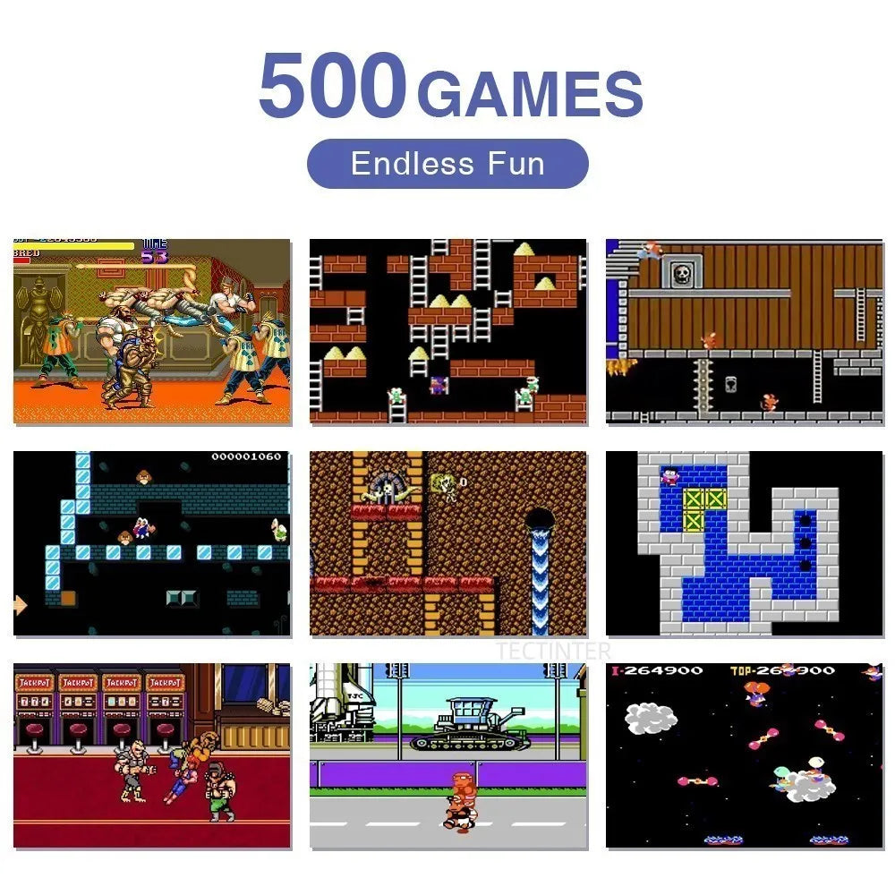 Video Game Console Mini Portable Retro TV Handheld Game Player Built-in 500 Games LCD Screen AV Output Support 2 Player Gamepad