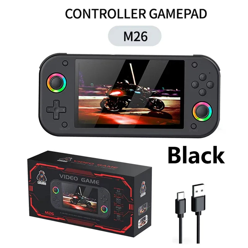 M26 Handheld Game Console Kids Gifts 5.1Inch 64GB IPS Screen 3D Retro Handheld Game Console with 20000 Games