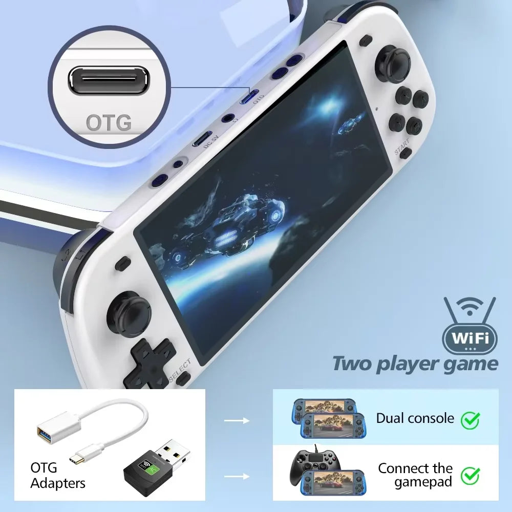 New Upgrade R50S Retro Games Console 128G 5.1inch IPS Screen Two-player 20000+ Classic Games Retroid Pocket Game Consolas