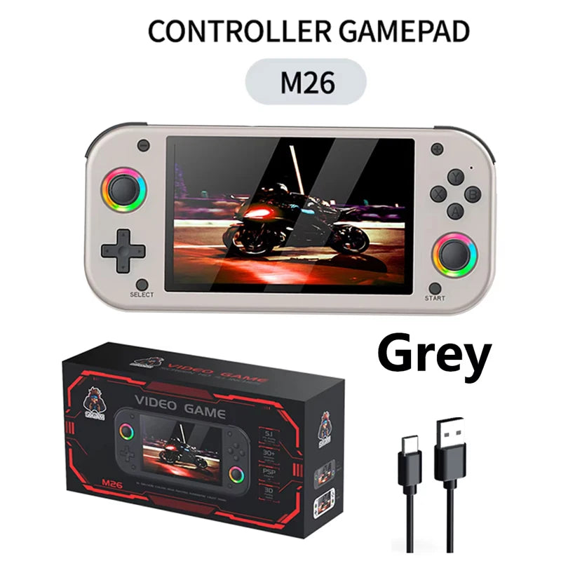 M26 Handheld Game Console Kids Gifts 5.1Inch 64GB IPS Screen 3D Retro Handheld Game Console with 20000 Games