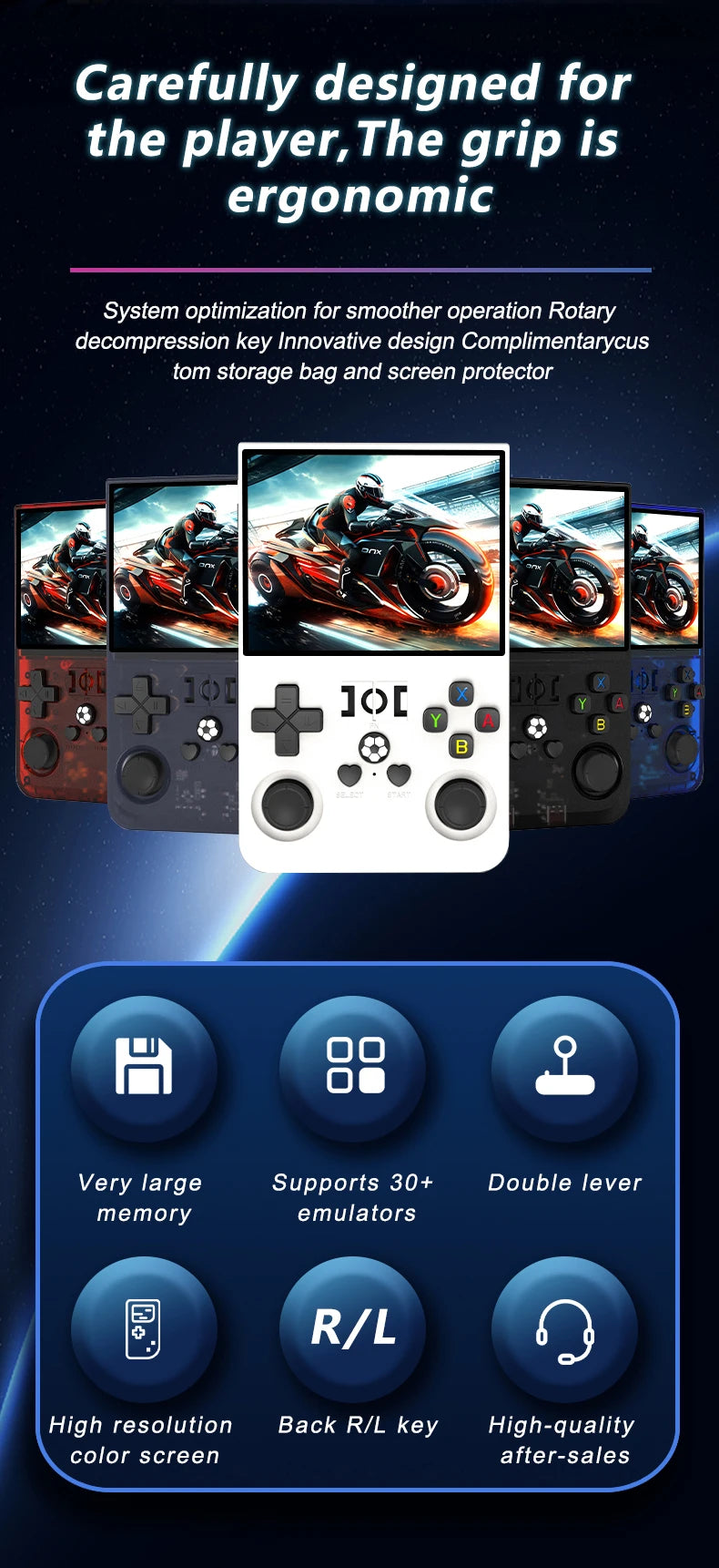 Open Source R36PRO Handheld Game Console Linux System 3.5inch HD Screen 4000mAh Play 6h 1GB+8GB RAM, Support TFcard 64GB 128GB