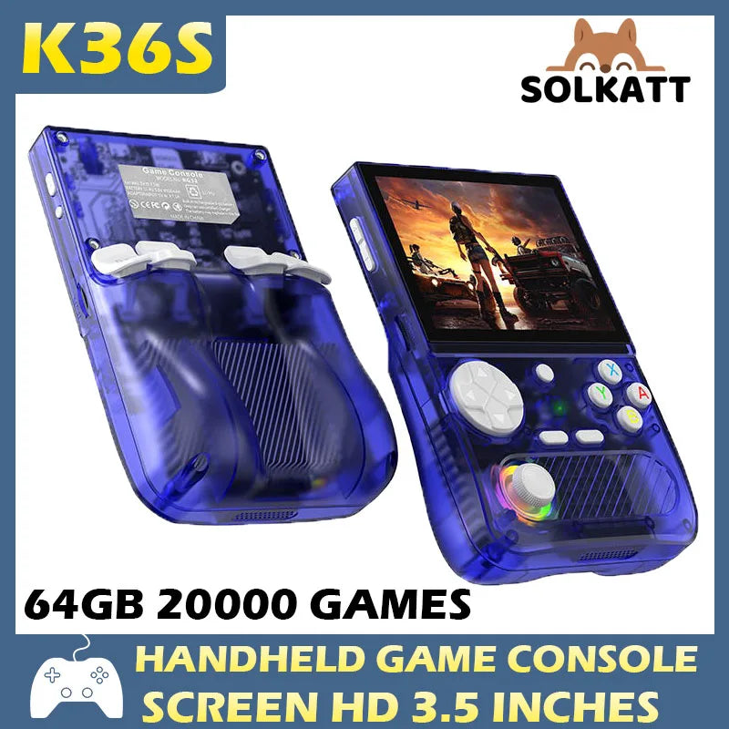 K36S Retro Handheld Game Console 128G Mini Portable 3.5-Inch IPS Screen Video Game Consoles 64G Linux Pocket Game Player Gifts