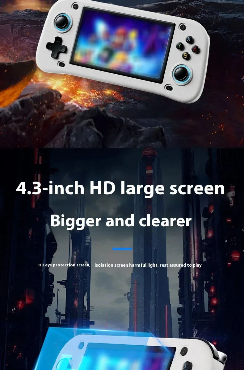 G28 Retro Handheld Video Game Console 64GB 4.3 Inch MIPI Screen Portable Linux System Pocket Player with 128GB 20000+ Games
