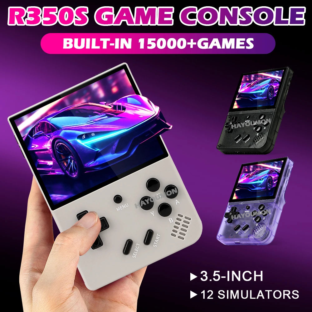 NEW 64G R350S Retro Handheld Video Game Console 3.5" IPS HD Screen Linux System 15000+ Portable Pocket Video Player R350S