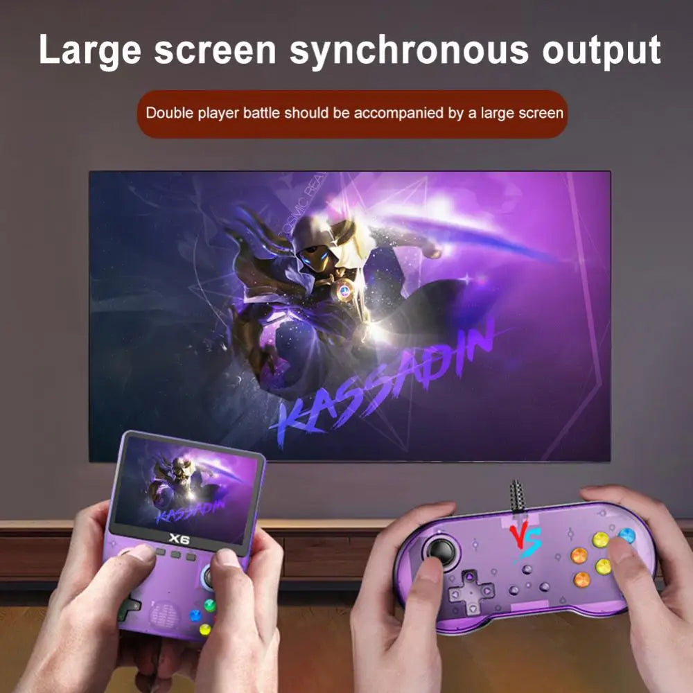 X6 Portable Video Game Console 2000mAh 3.5 Inch IPS Screen Video Gaming Console 3D Joystick Classic Video Player for Adults Kids