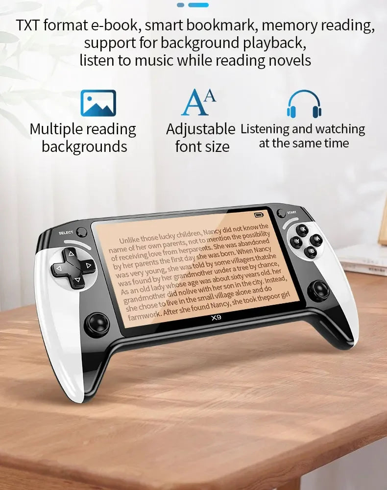 X9 Retro Handheld Video Game Console 1500mAh 5.5-inch IPS Screen Mini Portable Handheld Video Player 1GB-128GB Type-C