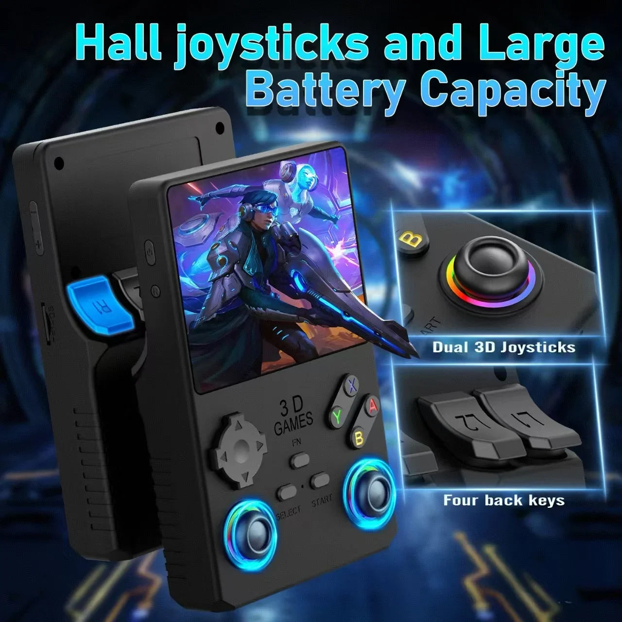 V40 MAX Handheld Game Console 4'' IPS Screen 4000mah Battery Joystick RGB lighting Effect 256GB with more than 40000 games