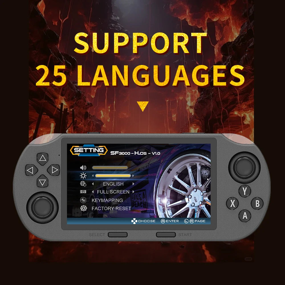 SF3000 Handheld Game Player 4.5 Inch IPS Screen Portable Retro Video Game Console Built-in 20000+ Games for PS1/GBA/SFC