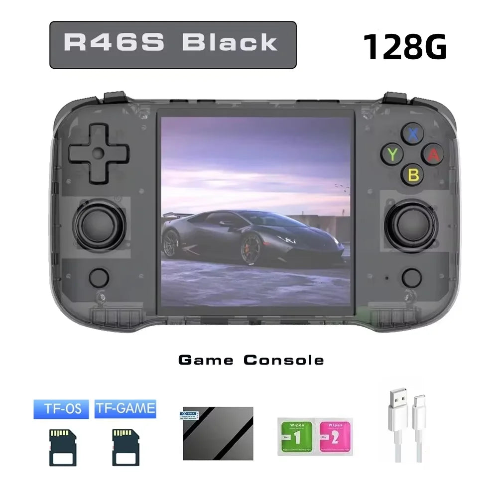 R46S Retro Handheld Game Console Linux System Support WIFI Bluetooth 4 inch Pocket Video Player For PS1 N64 PSP 3D Game R50S