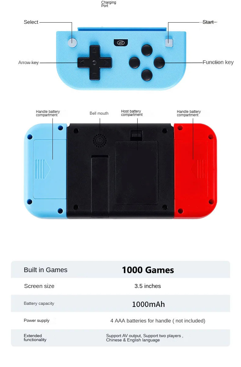 Retro Handheld Game Console 8 Bit Video Game Portail Built In 1000 Games 3.5'' Mini Consola Videojuegos Portable Player Games