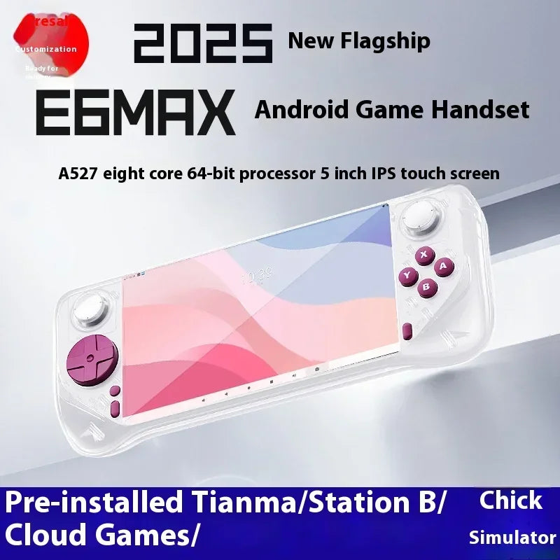 E6 MAX Game Console 5Inch 1280*720 DPI IPS Touch Screen 5000mAh Hall Joystick Handheld Game Consoles Support Projection Custom