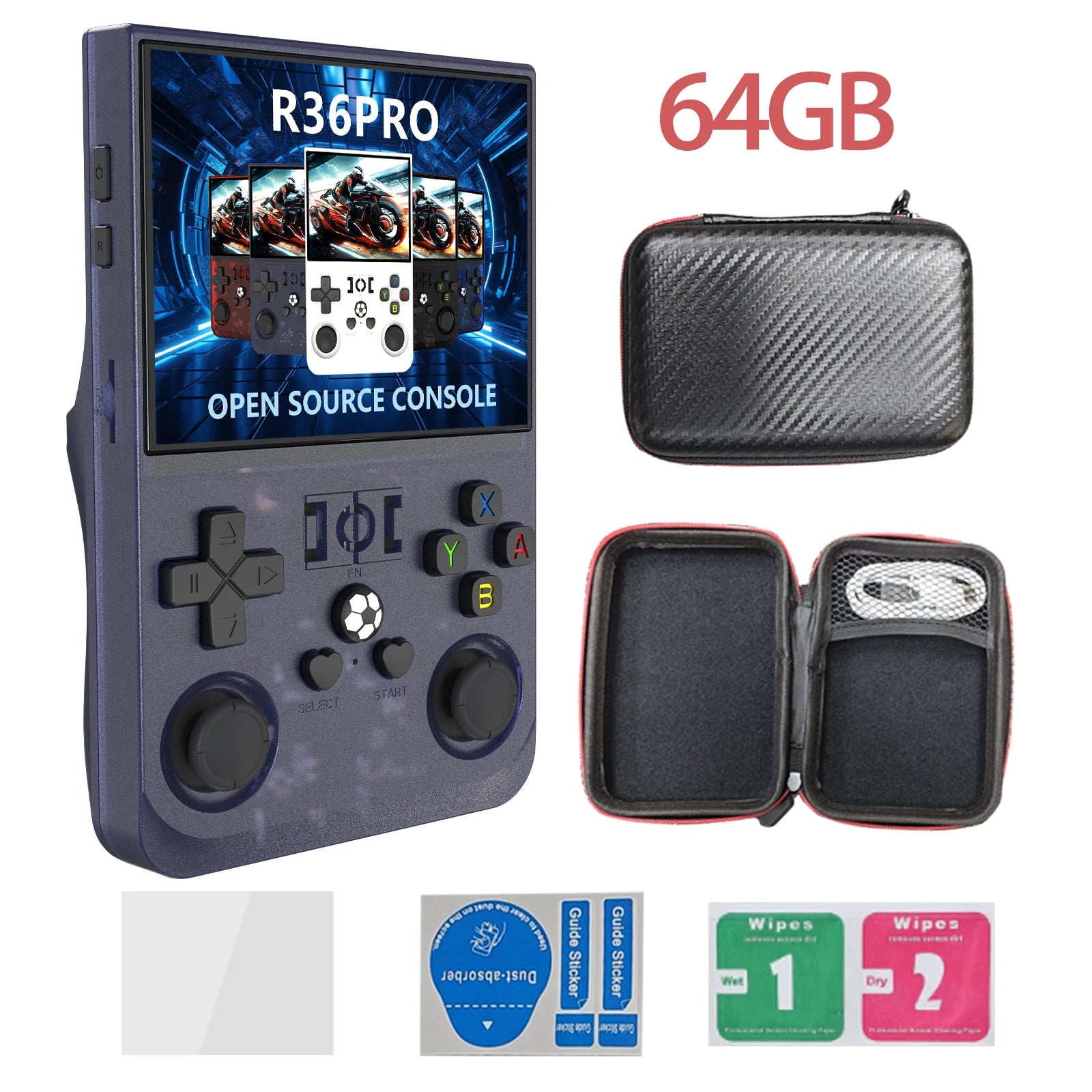 Open Source R36PRO Handheld Game Console Linux System 3.5inch HD Screen 4000mAh Play 6h 1GB+8GB RAM, Support TFcard 64GB 128GB
