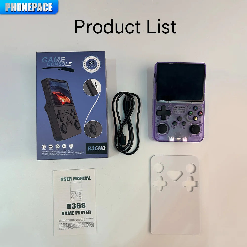 New R36S Game Console, Support HDMI High Definition Output Connection Display, 2.4G Wireless Handle Connection, Double Happy